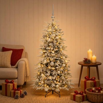 Albero di Natale artificiale con palline 150 cm 150 LED