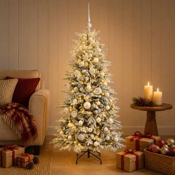 Albero di Natale artificiale con palline 150 cm 150 LED