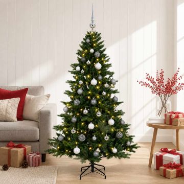 Albero di Natale artificiale con palline 150 cm 150 LED