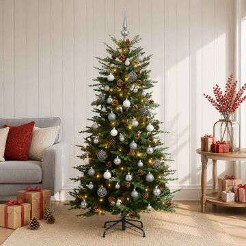Albero di Natale Artificiale con Rami Pieghevoli 150 cm 150 LED