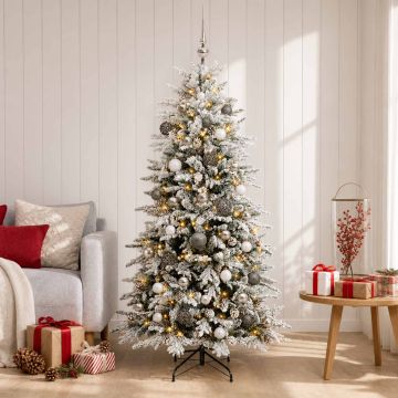 Albero di Natale artificiale con palline 120 cm 150 LED