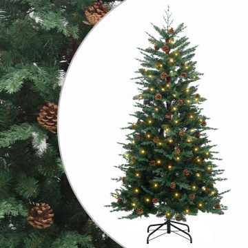 Albero di Natale Artificiale con Rami Pieghevoli 240 cm 300 LED