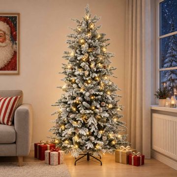 Albero di Natale Artificiale con Rami Pieghevoli 180 cm 300 LED