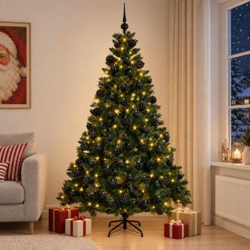Albero di Natale Artificiale con Palline 240 cm 300 LED