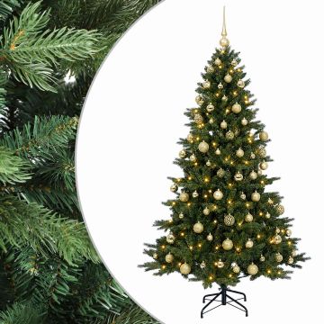 Albero di Natale artificiale con palline 210 cm 300 LED