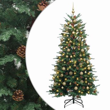 Albero di Natale artificiale con palline 180 cm 300 LED