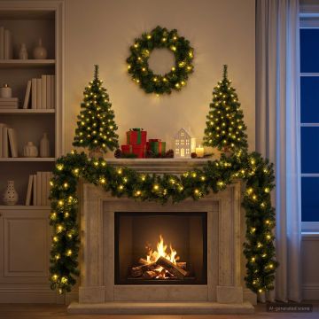 Set mini alberi di Natale 60 cm 125 LED Bianco caldo PVC Verde