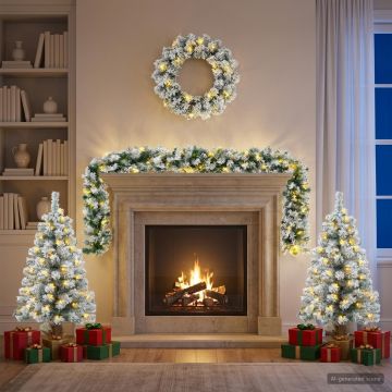 Albero di Natale Mini 90 cm 125 LED Bianco caldo PVC Bianco