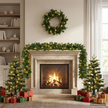 Albero di Natale Mini 90 cm 175 LED Bianco caldo PVC e PE Verde