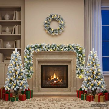Albero di Natale Mini 120 cm 175 LED Bianco caldo PVC Bianco