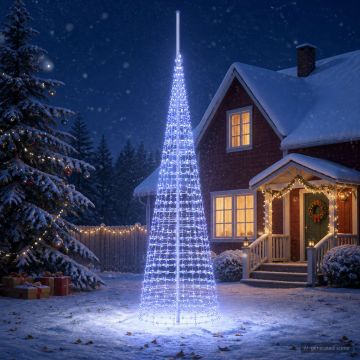 Luci per albero di Natale con picchetti e asta per bandiera