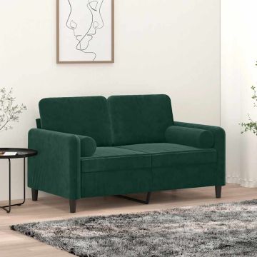 Cuscini Decorativi 2 pz Verde Scuro Ø15x50 cm in Velluto