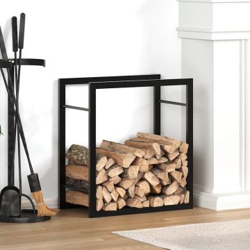 Portalegna Nero Opaco 50x28x56 cm in Acciaio