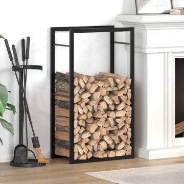 Portalegna Nero Opaco 50x28x94 cm Acciaio