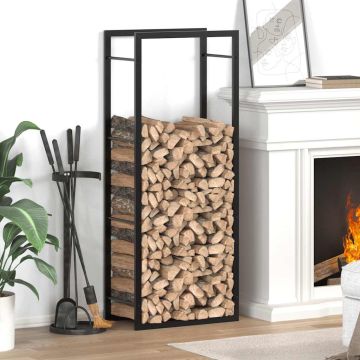 Portalegna Nero Opaco 50x28x132 cm in Acciaio