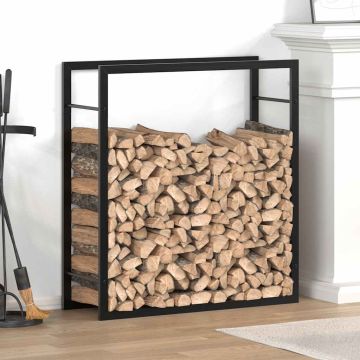 Portalegna Nero Opaco 80x28x86 cm in Acciaio
