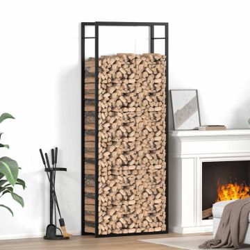 Portalegna Nero Opaco 80x28x222 cm Acciaio