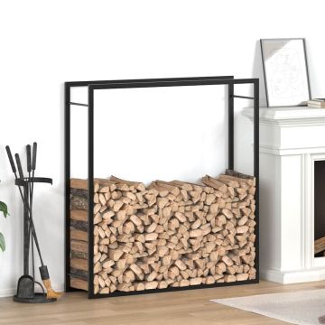 Portalegna Nero Opaco 110x28x116 cm in Acciaio