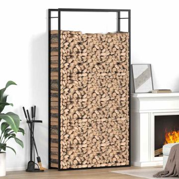 Portalegna Nero Opaco 110x28x214 cm in Acciaio