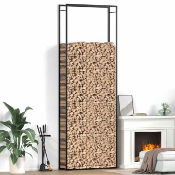 Portalegna Nero Opaco 110x28x312 cm in Acciaio