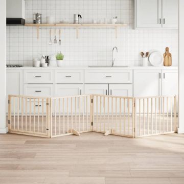 Cancelletto per cani con porta pieghevole 4 pannelli 320 cm in legno di pioppo