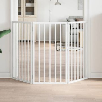 Cancelletto per cani pieghevole a 3 pannelli bianco 150 cm in legno di pioppo