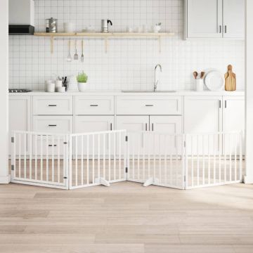 Cancello Cani Porta Pieghevole Bianco 4 Pannelli 320 cm Pioppo