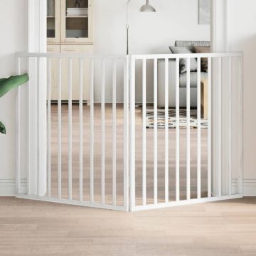 Cancelletto per cani pieghevole 2 pannelli bianco 160 cm in legno di pioppo
