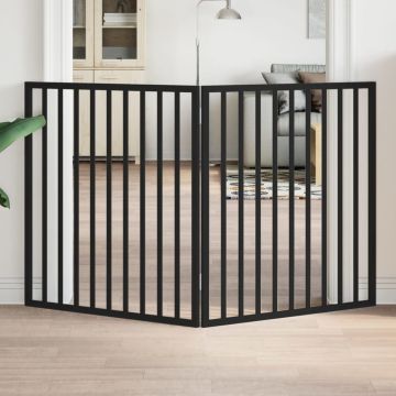Cancelletto per cani pieghevole 2 pannelli nero 160 cm in legno di pioppo