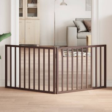 Cancello Cani Pieghevole 2 Pannelli Marrone 160cm Legno Pioppo