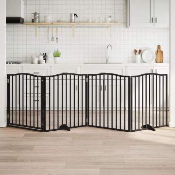 Cancello per Cani Porta Pieghevole Nero 4 Pannelli 320cm Pioppo