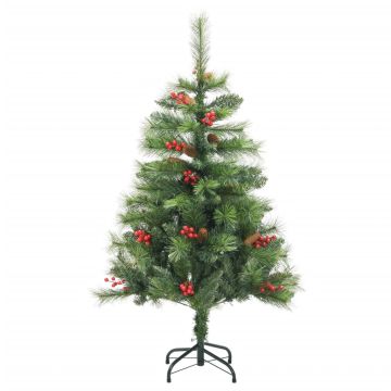 Albero Natale Artificiale Incernierato con Pigne e Bacche 150cm