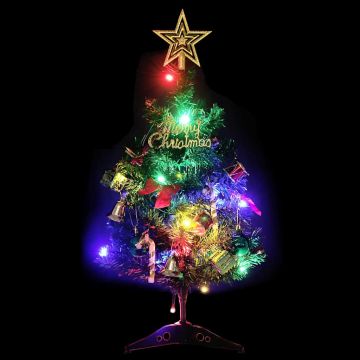 Mini Albero di Natale Artificiale con Luci 20 LED Verde 45 cm