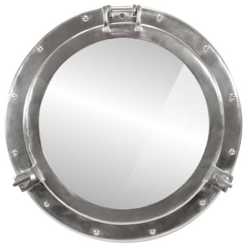 Specchio da Parete Design Oblò Ø50 cm in Alluminio e Vetro