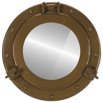 Specchio da Parete Design Oblò Ø30 cm in Alluminio e Vetro
