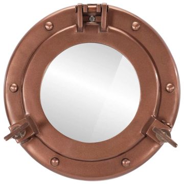 Specchio da Parete Design Oblò Ø23 cm in Alluminio e Vetro