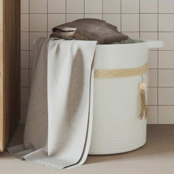 Cestino Portaoggetti Bianco Ø38x36 cm in Cotone