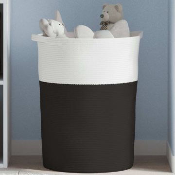 Cestino Portaoggetti Nero e Bianco Ø49x65 cm in Cotone