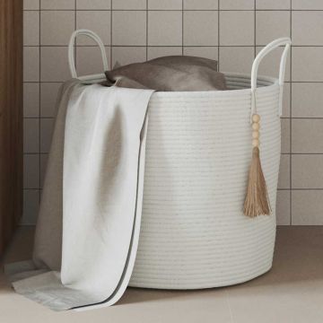 Cestino Portaoggetti Bianco Ø40x35 cm in Cotone