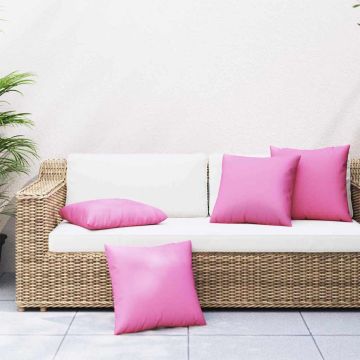 Cuscini Scatter 4 pz Tessuto in Poliestere Rosa 60 x 60 cm