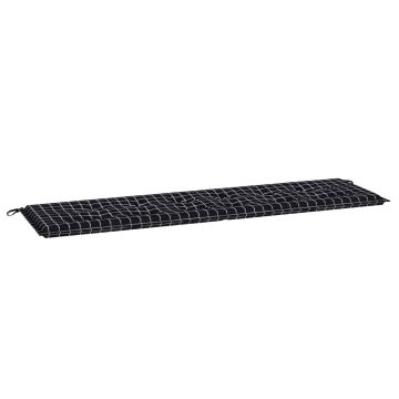 Cuscino per Panchina Tessuto Oxford Quadro Nero 180 x 50 x 3 cm