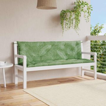 Cuscini Panca Giardino 2 pz Motivo a Foglie 150x50x7 cm Tessuto