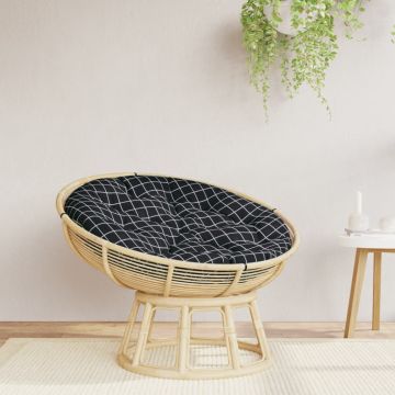 Cuscino Rotondo Nero Motivo a Quadri Ø 100x11 cm Tessuto Oxford