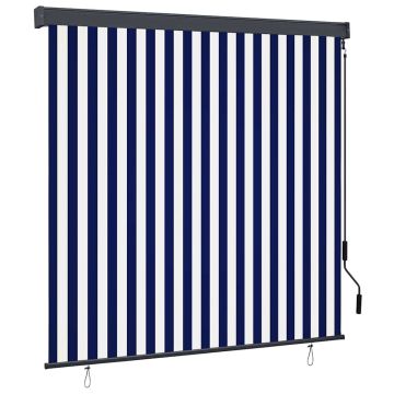 Tenda a rullo Blu e Bianco 180 x 250 cm Tessuto e Alluminio