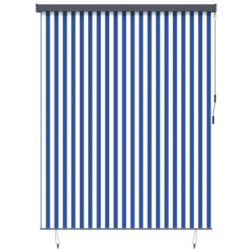 Tenda a rullo Blu e Bianco 200 x 250 cm Tessuto e Alluminio