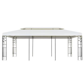 Gazebo con Tetto Doppio Bianco 6x3 m in Acciaio