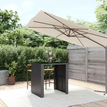Tavolo Bar con Piano in Vetro Nero 105x80x110 cm Polyrattan