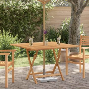 Tavolo da Giardino Pieghevole Grigio 110x110x75cm Massello Teak