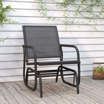 Sedia a Dondolo da Giardino Nera 61x76x87cm Textilene e Acciaio