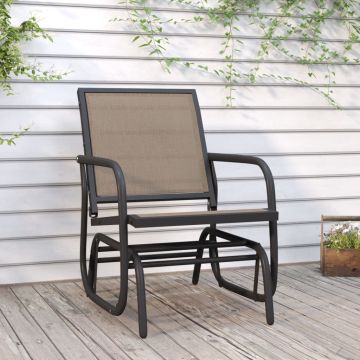 Sedia a Dondolo Giardino Marrone 61x76x87cm Textilene e Acciaio